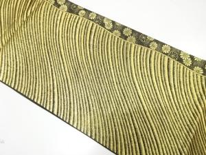 斜め縞に菊模様織り出し　振袖用袋帯
